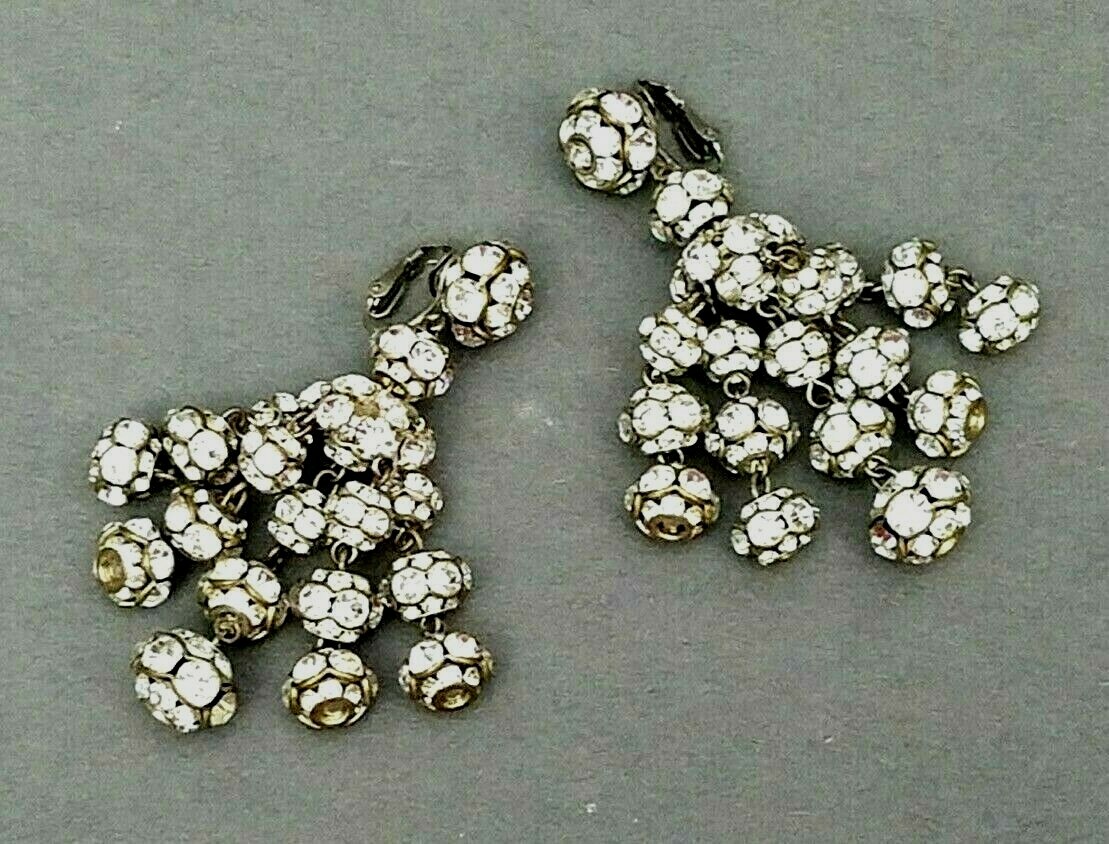 Vogue Rhinestone Dangle Earrings Statement Dramat… - image 4