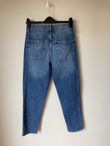 Mom Jeans Blue Grey Stretch Straight High Waist Ankle PEP&CO UK 8 - Picture 4 of 6