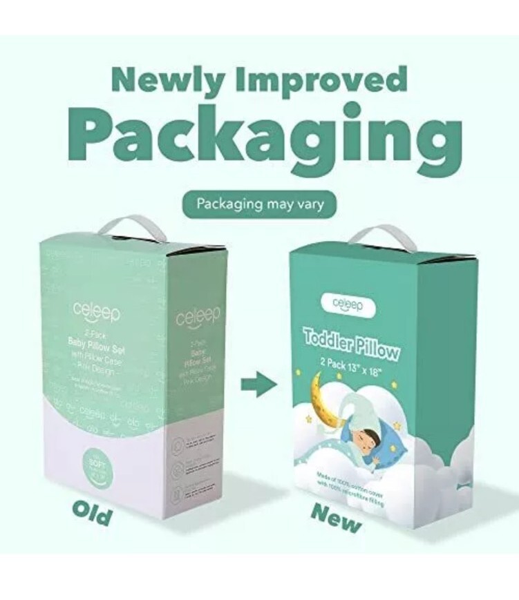 2pack Celeep Baby Toddler Pillow Set 13 X 18 Inches Organic Bedding