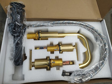 12-058BG 2 Handle 8" Brass Bathroom Sink Faucet 3 Hole 360  cUPC Supply hoses