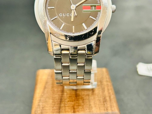 [Exc+5] 1 DAY SHIP Gucci 5500M Black Dial SS Quartz Date Sherry line stainless - Picture 10 of 24