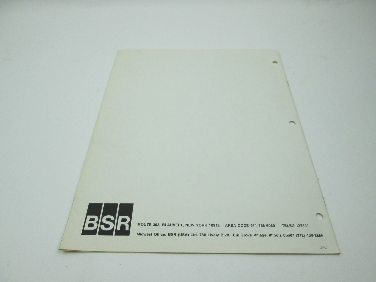 BSR Service Manual for Model C-182 Turntable Record Changer User 