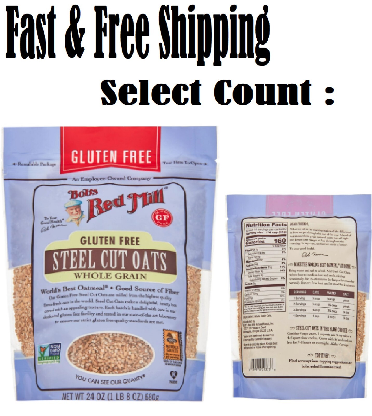 Bob's Red Mill Steel Cut Oats Cereal 24 oz Gluten Free ( Select Count