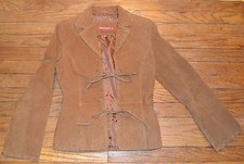 Jennyfer J Women's Leather Jacket Beige Western Look Size Small