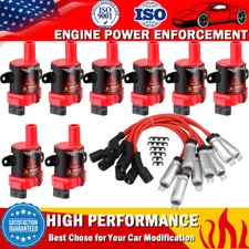 8 D585 Ignition Coil +Spark Plug Wire Packs For Chevrolet Silverado 1500 LS 5.3L