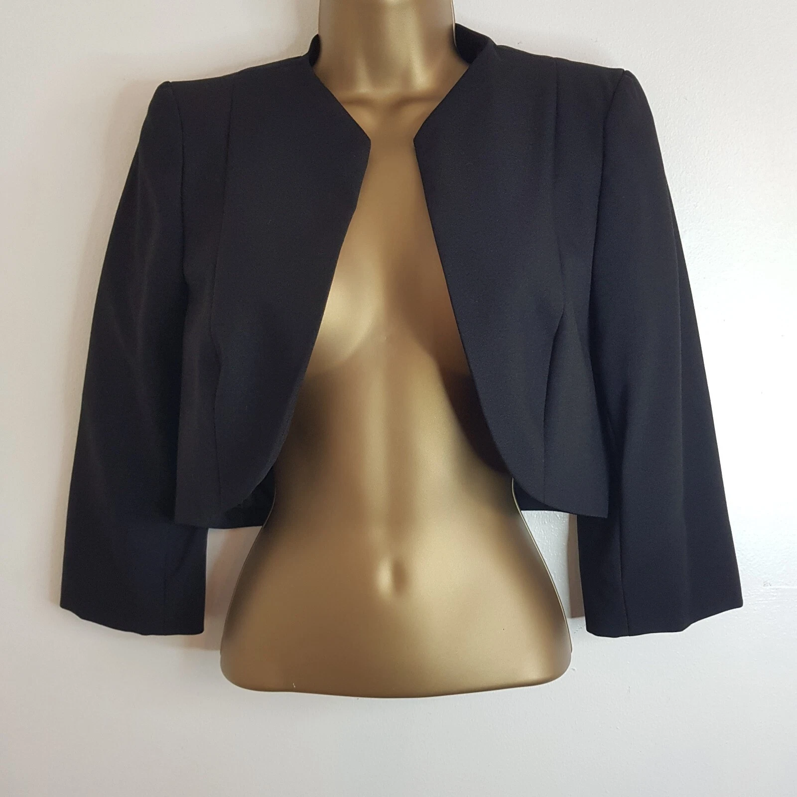 NEW DOROTHY PERKINS 10-16 Black Tailored Fit Smart Bolero Cropped Blazer Jacket