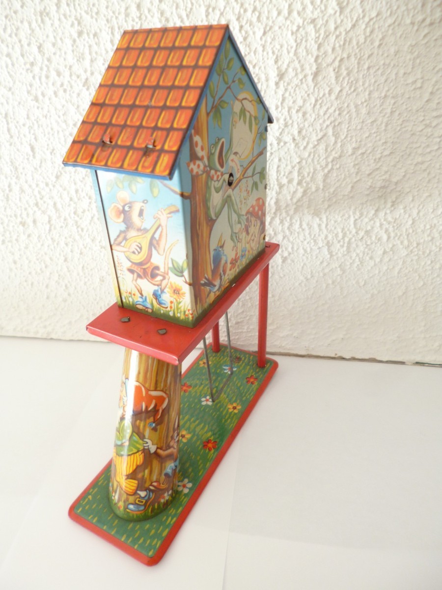 ANCIEN JOUET VINTAGE TÔLE ET PLASTIQUE JOUSTRA GRUE DE CONSTRUCTION DANS SA BOITE D'ORIGINE