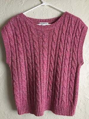 E.V.E. LTD Sweater Size 8 Medium Acrylic Wool Blend Vest Size 40 Pink EUC
