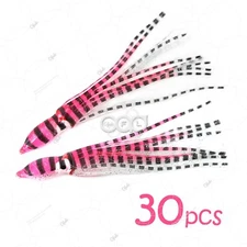 30pcs 4.75" Fishing Squid Skirts Octopus Trolling Hoochies Soft Lure Pink Silver