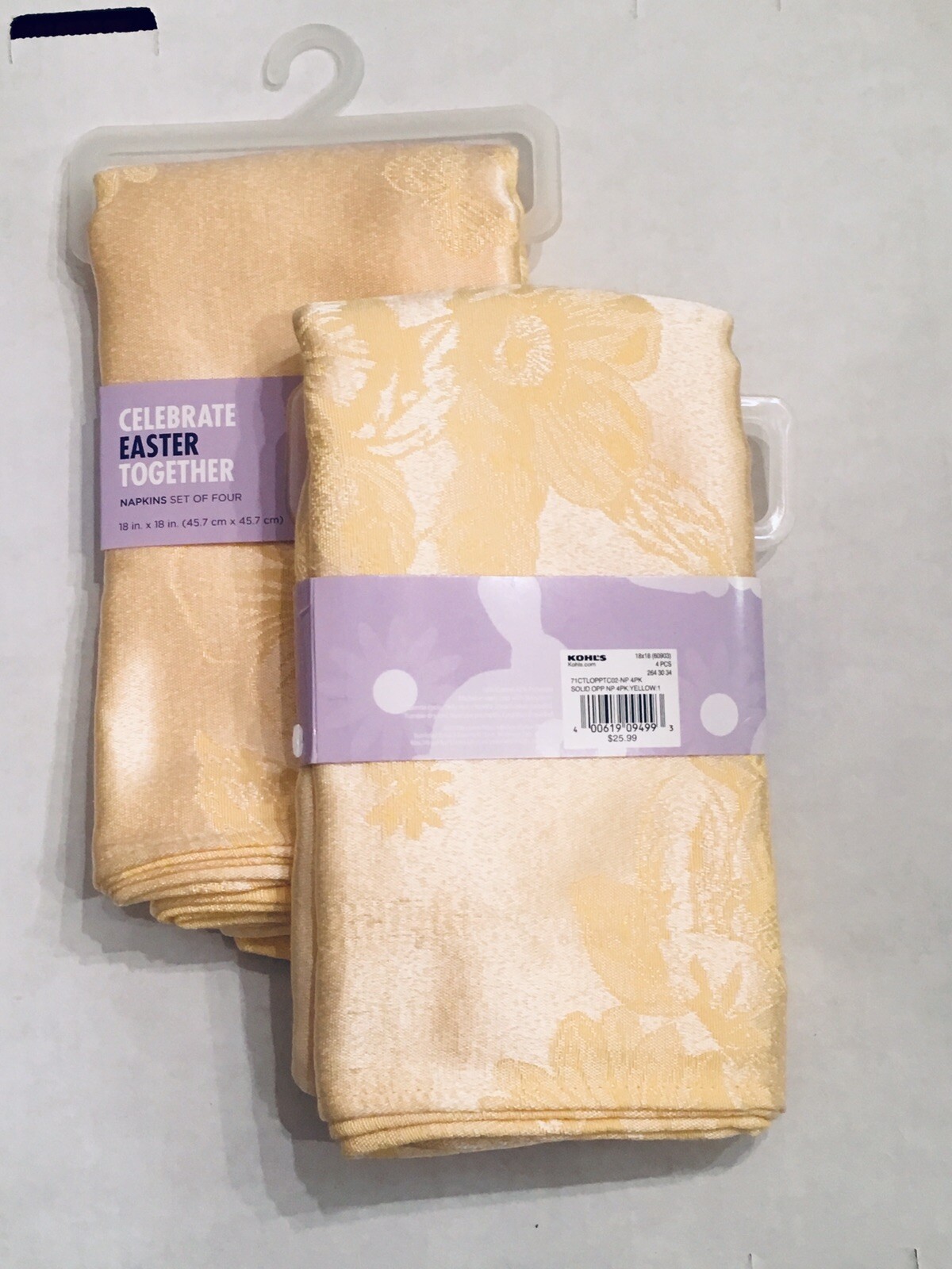 Yellow Damask Napkins Easter Floral Butterfly Dragonfly Napkin Set of 4