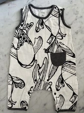 Nest Designs Baby Bamboo Pima Sleevless Romper 3-6 Months Like New Black White