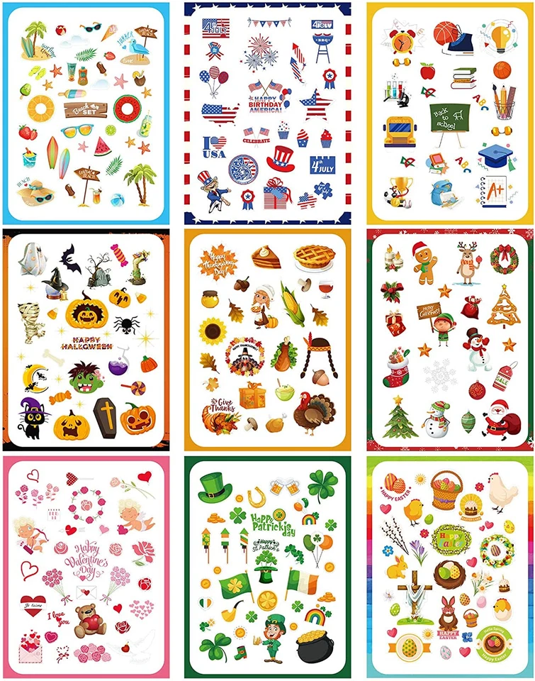 18 Sheet Seasonal Holiday Sticker Pack