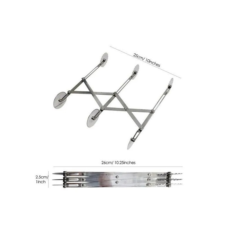 Roulette multi-coupe extensible à 6 roues en acier inox pour pâte