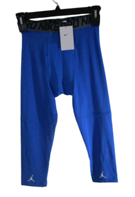 NWT Nike Pro Jordan Jumpman Mens 3/4 Basketball Tights M Brisk Blue MSRP$70