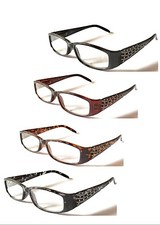 Ladies Spectacle Reading Glasses Spring Hinges Plated Drill Arms Value Pack L318