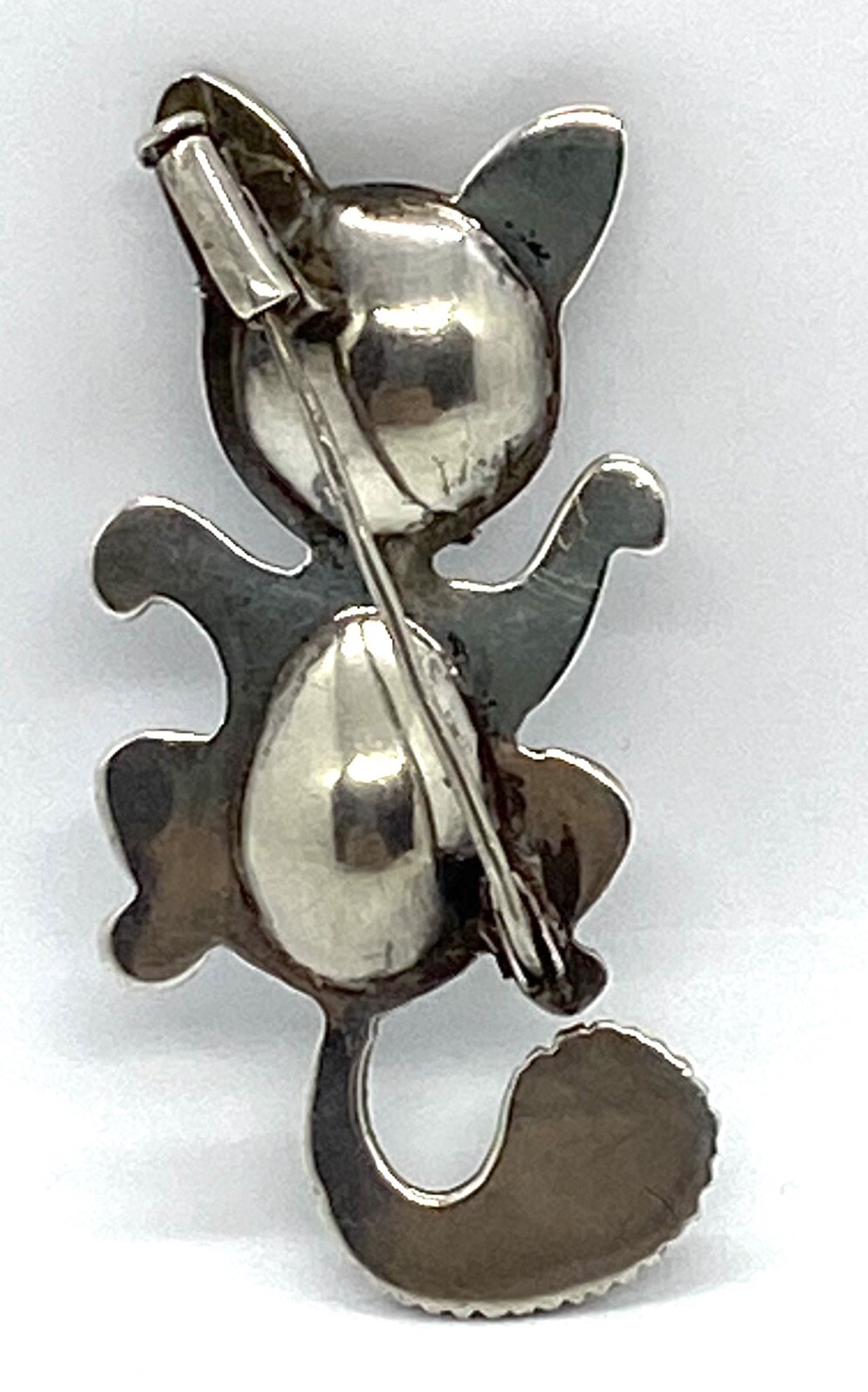 Antique Sterling Silver Ruby Turquoise Winking Ca… - image 5