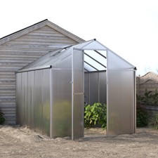 Walk-In Polycarbonate Greenhouse 6x6/8x6/10x6FT PC Panel Aluminium Frame w/ Door