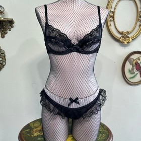 Agent Provocateur Fifi Lingerie Set 34C Size 3 Pink Black Sheer Lace NWT