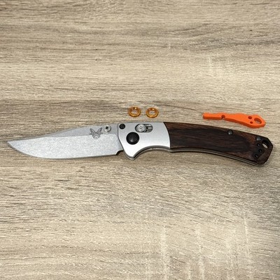 Authentic Benchmade 15085-2 Mini Crooked River S30V Clip Point Aluminum/Wood