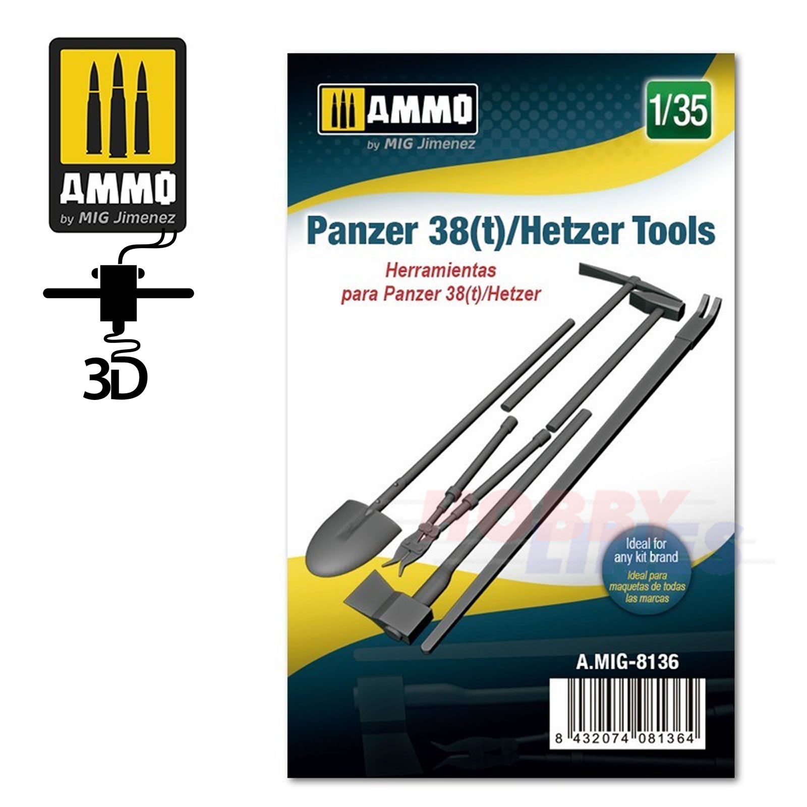Panzer 38(t)/Hetzer Tools 1:35 3D printed Ammo by Mig Jimenez MIG8136