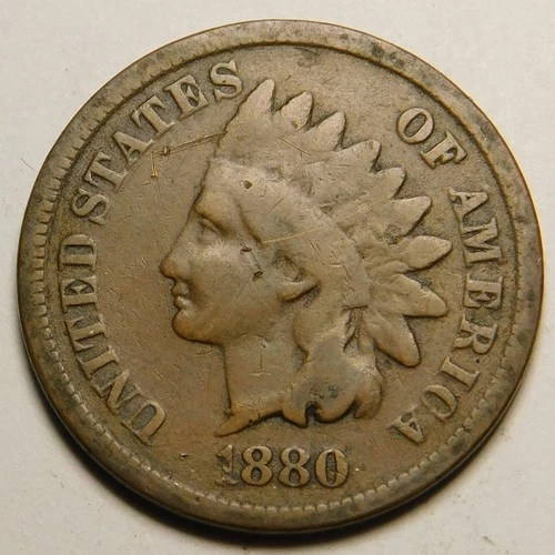 1880 Indian Head Cent Penny VG-Details  "Not Cleaned -Actual Coin Pictured"