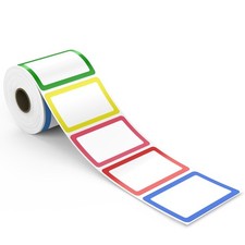 500pcs Name Tag Stickers, 3.5" x 2.25", 5 Colors, Plain Labels, Adhesive Tags...