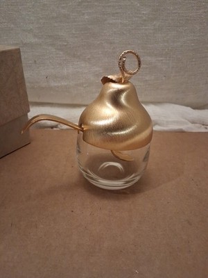 Napier Gold Plated Pear Shaped Sugar Dish #642 with spoon and box