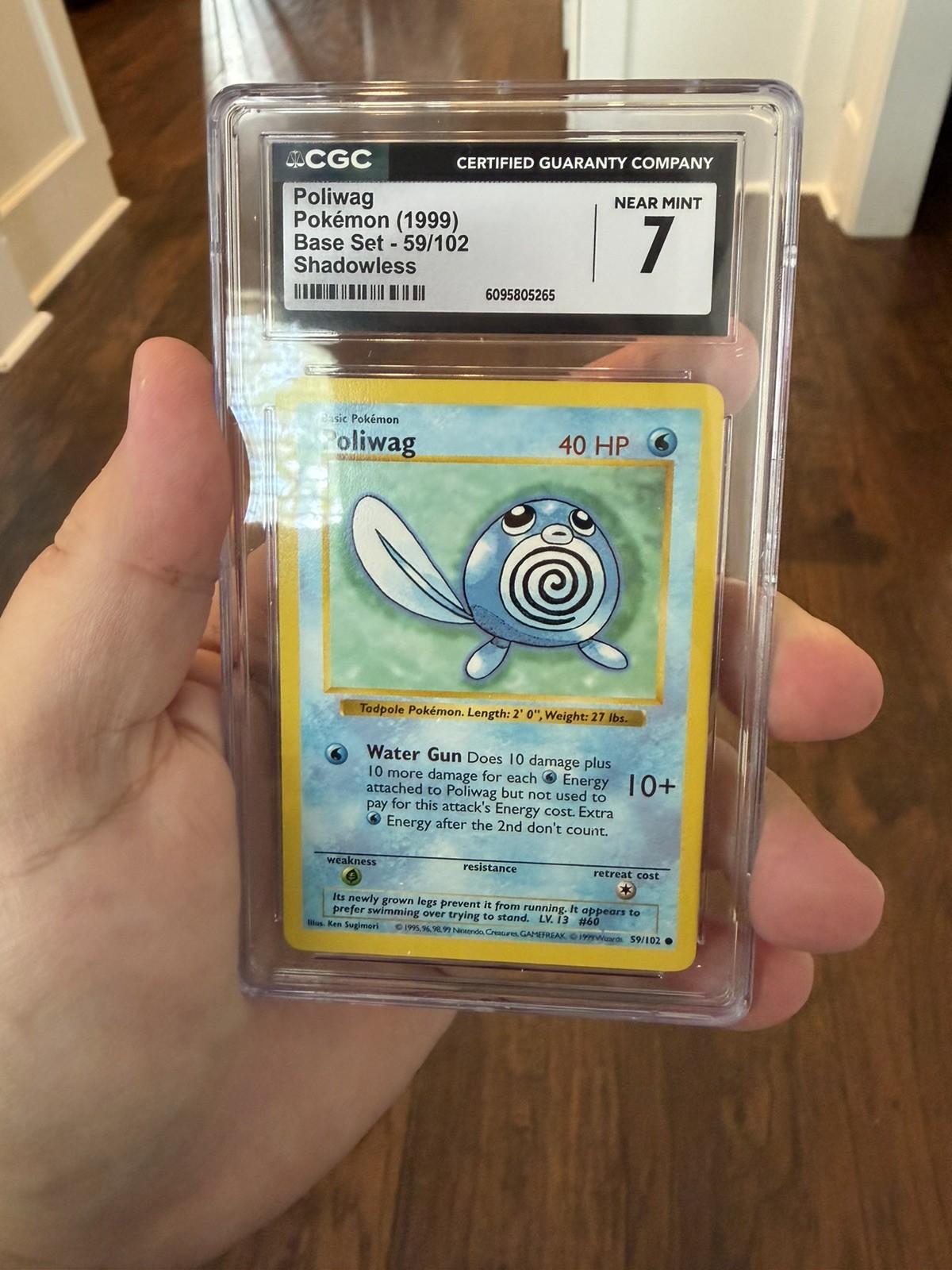 Pokémon 1999 Poliwag Shadowless Base Set #59 CGC 7