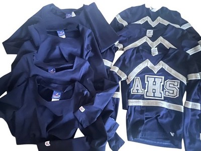 7  Adult  Cheerleader Uniform Top Dance Crop Shirts Navy Blue High School AHS