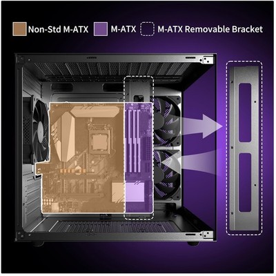 BlackV3 Gaming PC Case, Compact Design, 3 Pre-Installed Fans