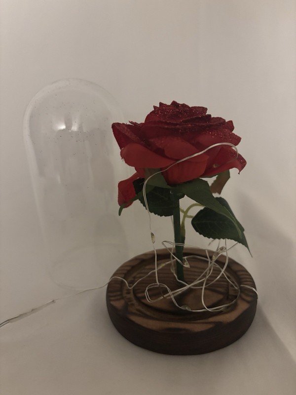 Beauty and The Beast Rose in Glass Dome LED Light Up Enchanted Flower