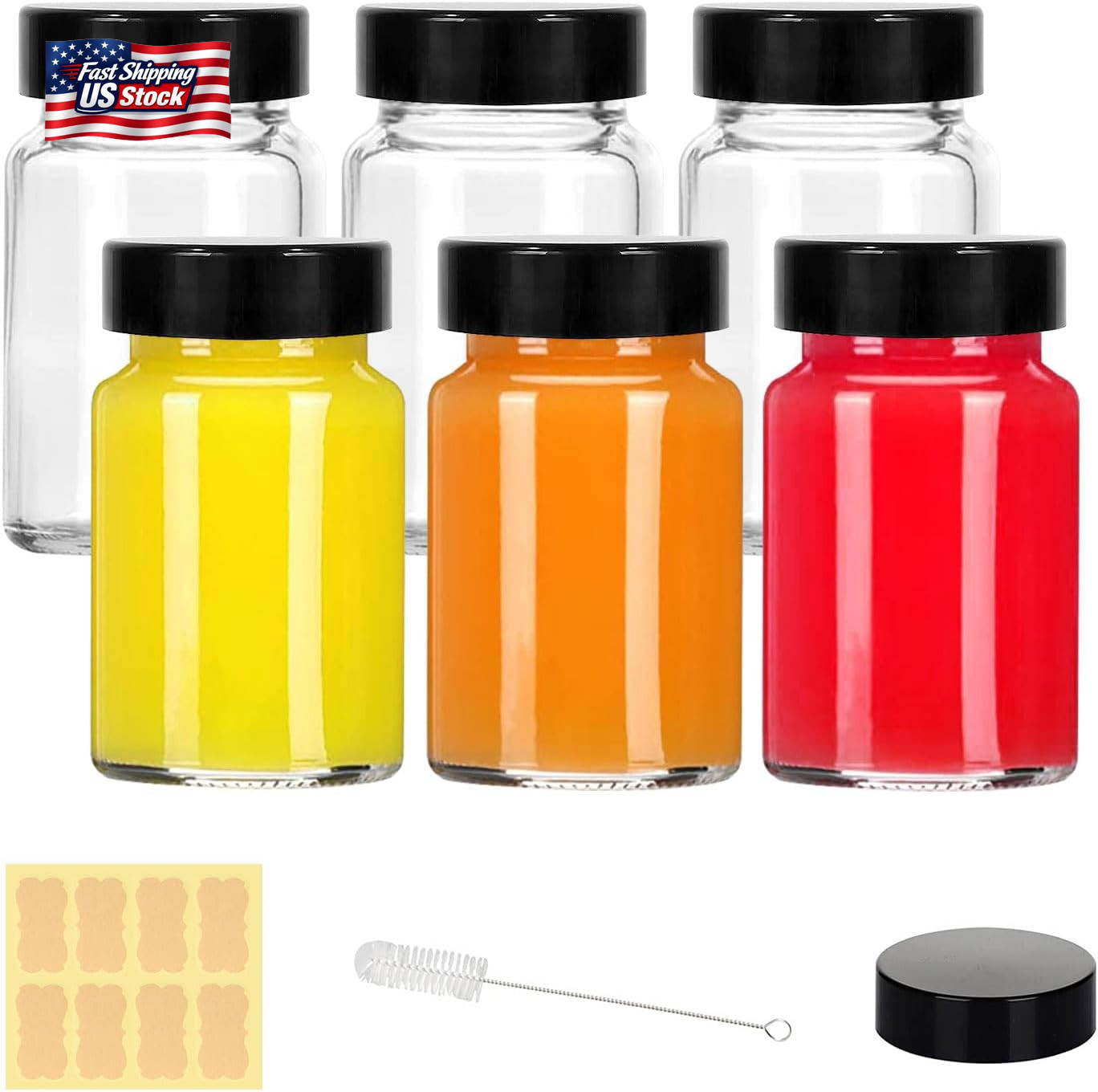 With Lids - 6pcs Wide Mouth Shot Bott