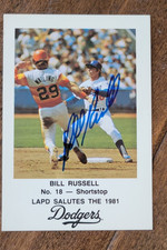 1981 LAPD SIGNED CARD BILL RUSSELL LOS ANGELES DODGERS WORLD SERIES CHAMPIONS