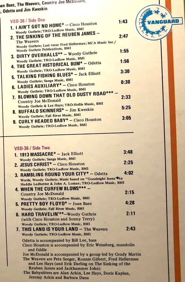 Woody Guthrie The Greatest Songs Of Woody Guthrie 2x LP Greatest Hits Nm - Image 4 of 4