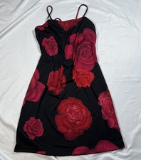 VTG Early Warning Women's Mini Dress Large Red Rose Y2K 90's Whimsigoth Romantic
