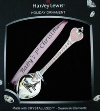 Christmas Tree Ornament Baby Girls 1st Year 2010 Spoon Harvey Lewis w Swarvoski