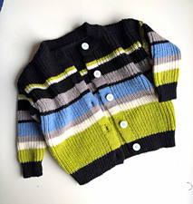 Korean Fashion Baby Knit Striped Button Cardigan 18-24M Long Sleeve