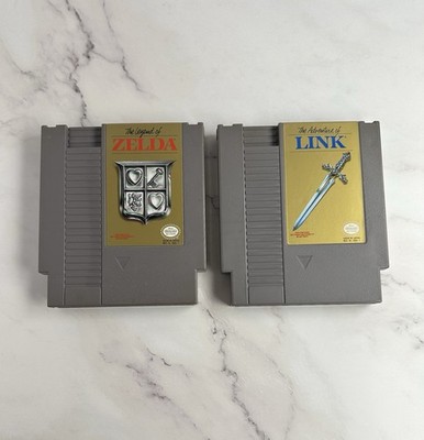 Nintendo NES The Legend of Zelda & Adventures of Link Gray Carts - Tested Saves