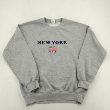 Vintage 2000s Gildan Grey Crewneck Sweatshirt New York USA Size M