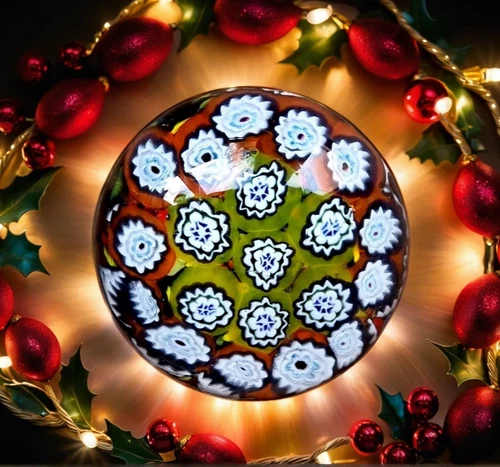 MURANO GLASS PAPERWEIGHT Confetti Millefiori Fratelli Toso VENICE 1970 VINTAGE++