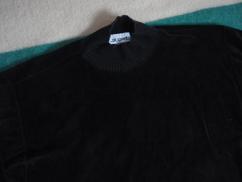 Camisa Pullover Hippy Exterior Terciopelo Negro Esquí Deportivo Años 70 De Colección EE. UU. Para Hombres L Foto 3 de 4