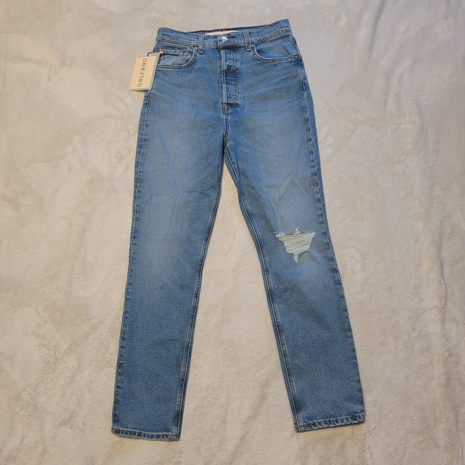 GRLFRND Jeans Womens Size 23 The Piper Super High Rise Stretch Slim Crop Blue