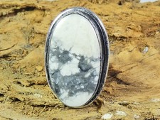 Natural Howlite 925 Solid Sterling Silver Ring Size US-6