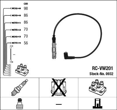 ZÜNdleitungssatz FÜR VW Golf III (1H1), Ford Galaxy I (Wgr) - NGK 0932-image