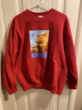 Disney Store XL Sweatshirt Red Winnie Pooh 2 Sided Graphic Pullover