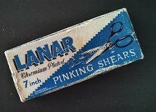 Vintage Lanar Chromium Plated 7 Inch Pinking Original Box Dressmaking Zig-Zag