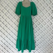 ASOS Green Prairie Cottage Core Tiered Maxi Dress Puff Sleeve size 6