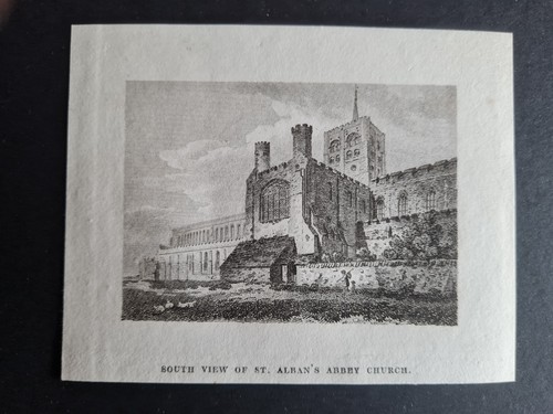 Antique (1817) print - St Albans Abbey Church / Cathedral - Hertfordshire