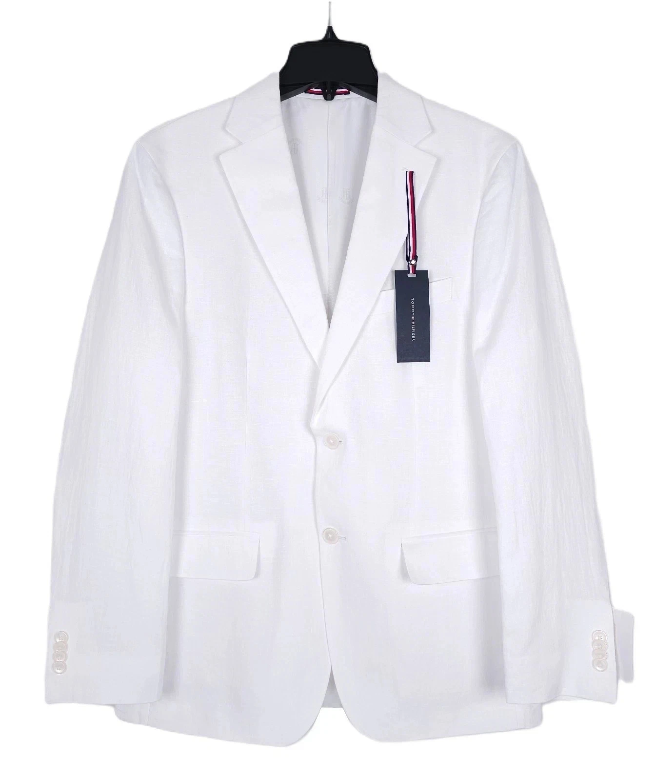 Tommy Hilfiger Mens Modern fit Sport Coat Blazer 38S White Solid Linen