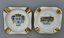 Vintage BREMERHAVEN & WIESBADEN GERMANY Porcelain Souvenir Ashtray
